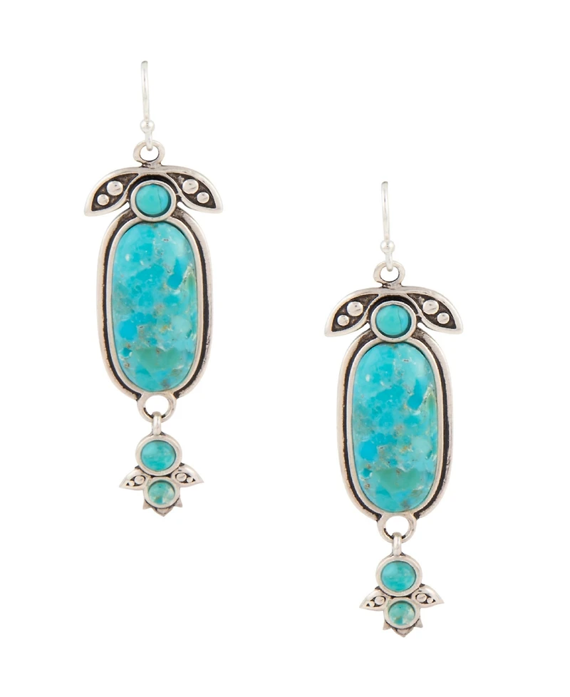 Barse Emile Blue Turquoise Silver Dangle Earrings