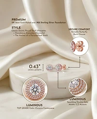 Cubic Zirconia Sterling Silver round Haloed Stud Earrings