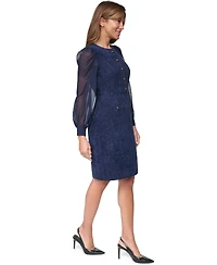 Eliza J Petite Jewel Neck Long-Sleeve Fitted Dress
