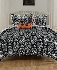 Greenland Home Fashions Sugar Skull Jacquard-Woven -Piece Coverlet Set