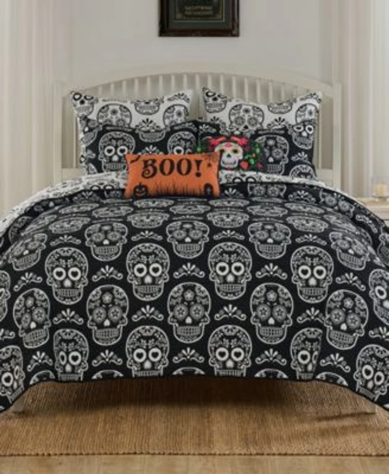 Greenland Home Fashions Sugar Skull Jacquard Woven Coverlet Sets