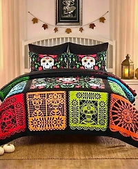 Greenland Home Fashions Day of the Dead Reversible 2-Piece Quilt Set, Twin