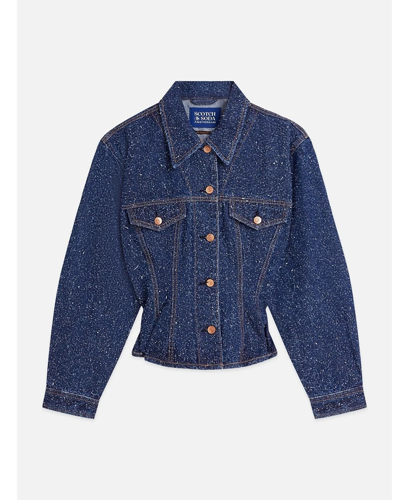 Scotch & Soda Women's Peplum Waisted Textured Weave Denim Jacket