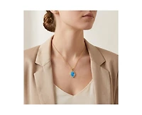 Rachel Glauber 14K Gold Plated Sparkling Hamsa Opal and Cz Halo Necklace