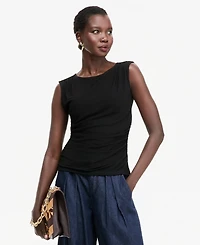 I.n.c. Women's Solid Mesh Ruched Tank, Macy's Exclusive