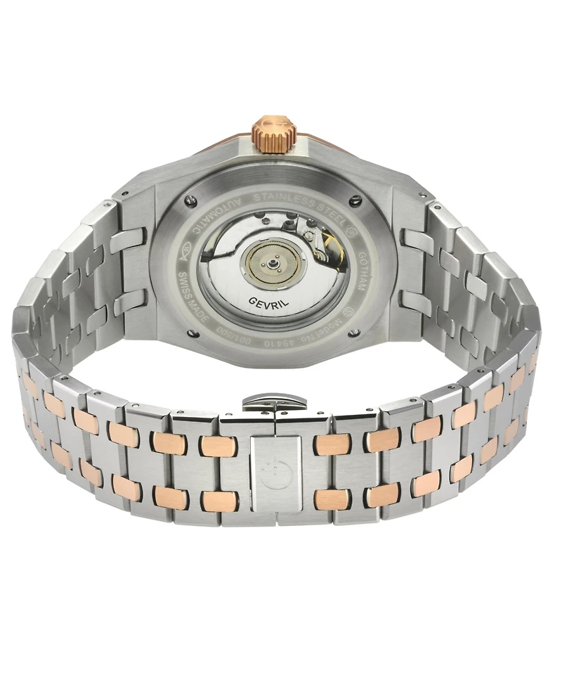 Gevril Men's Swiss Made Gotham Swiss Automatic Two tone Stainless Steel Bracelet Watch