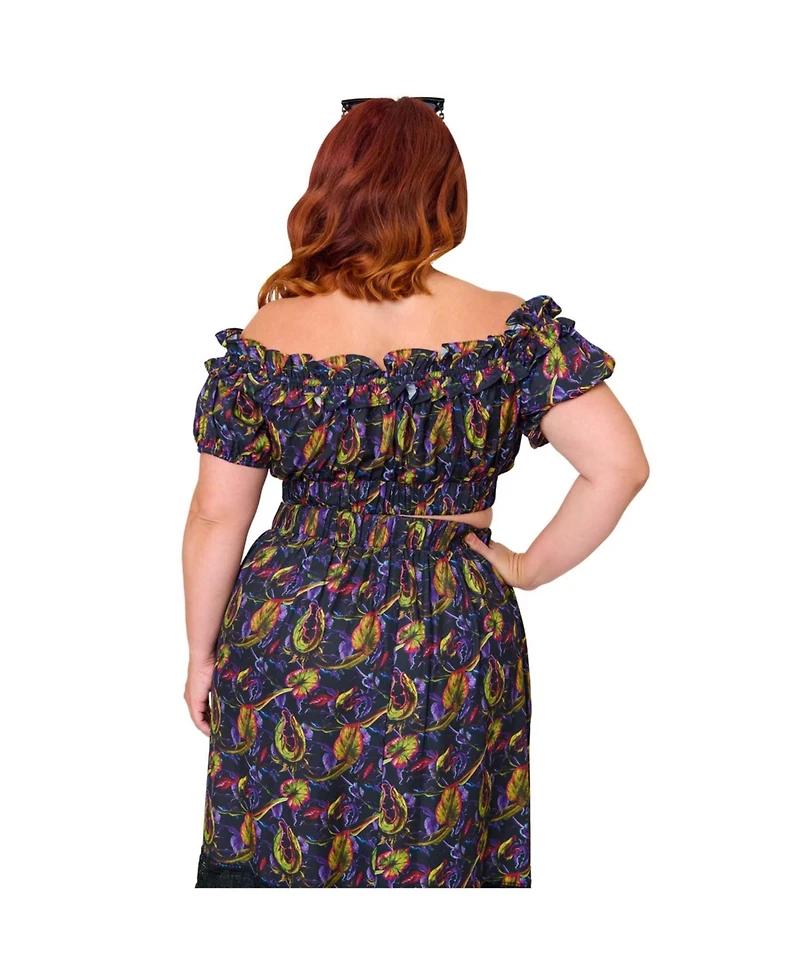 Unique Vintage Plus 1970s Off Ruffle Up Crop Top