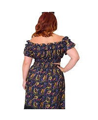 Unique Vintage Plus 1970s Off Ruffle Up Crop Top