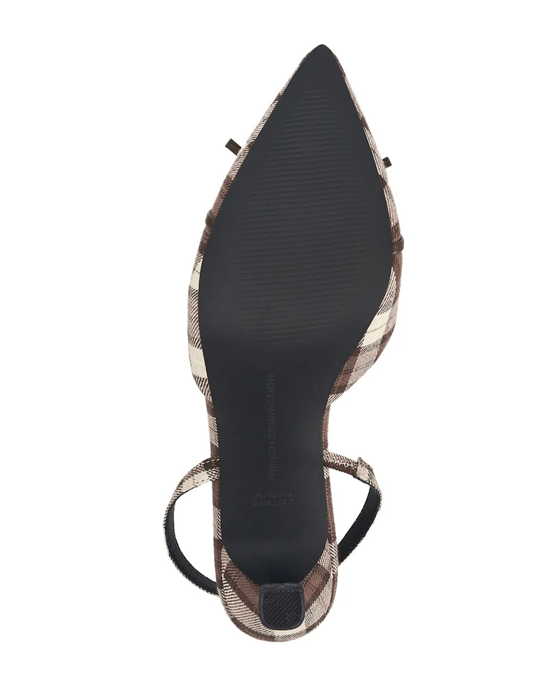 French Connection Women's Bowy Plaid Kitten Heel