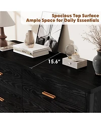 homfan 6 Drawer Dresser, 47.24" Wide Farmhouse Chest with Cylindrical Legs, Metal Handles and Anti-Tip, Freestanding Storage Organizer for Living Room
