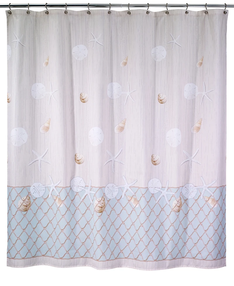 Avanti Seaglass Seashell and Netting Shower Curtain, 72" x 72"