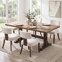 homfan Mid-Century Upholstered Dining Chair, Armless Seat with Padded Cushion and Rectangular Backrest for Spaces Home Interiors