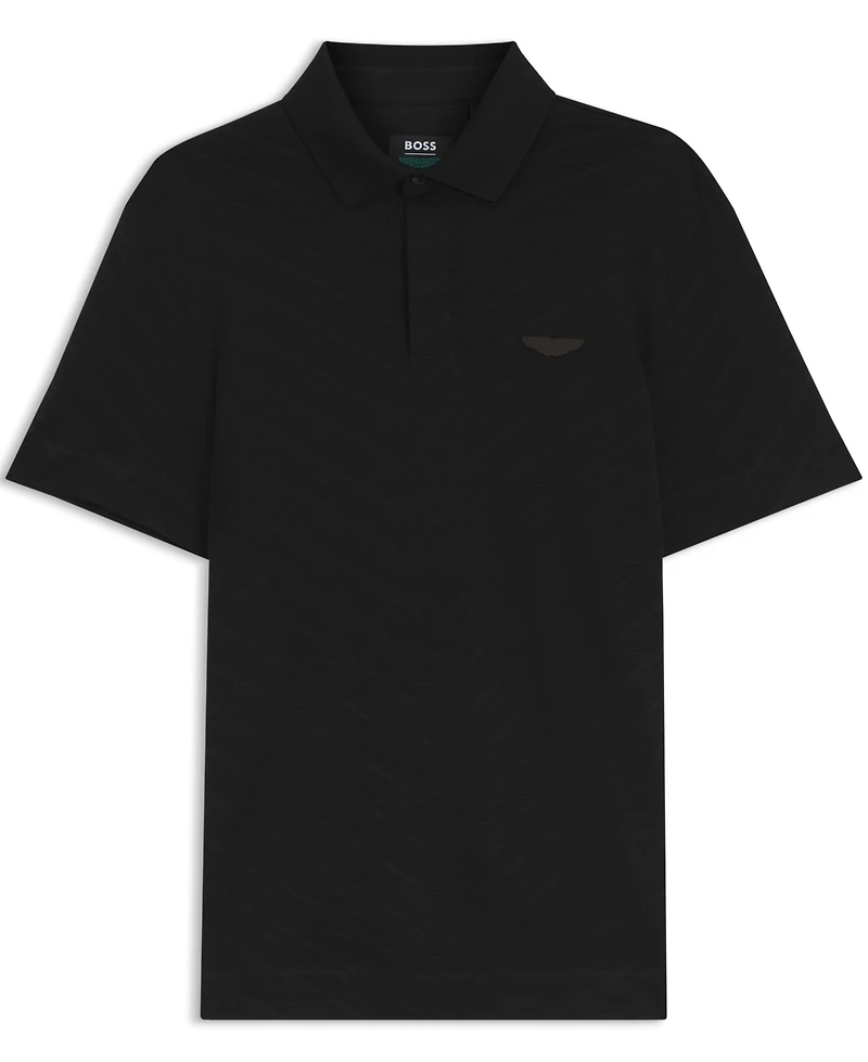 Boss by Hugo x Aston Martin Men'sCotton Mercerized Cotton Jacquard Regular-Fit Polo Shirt