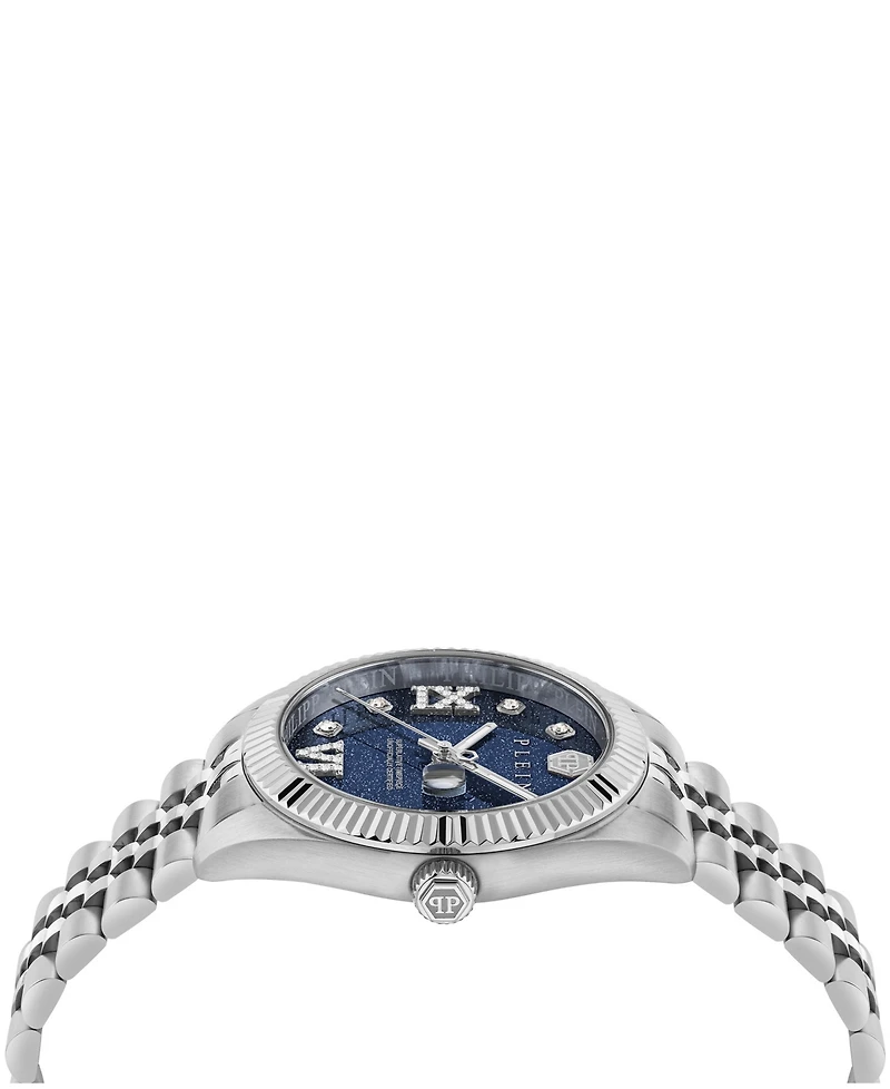 Philipp Plein Date Superlative Women's Silver Stainless Steel Bracelet Watch 34mm