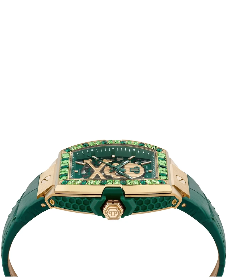 Philipp Plein The keleton 2.0 Men's Green Calf Leather Strap Watch 44mm