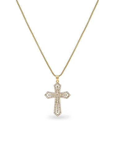 Macy's 18k Gold-Plated Cubic Zirconia Cross on Box Chain Necklace