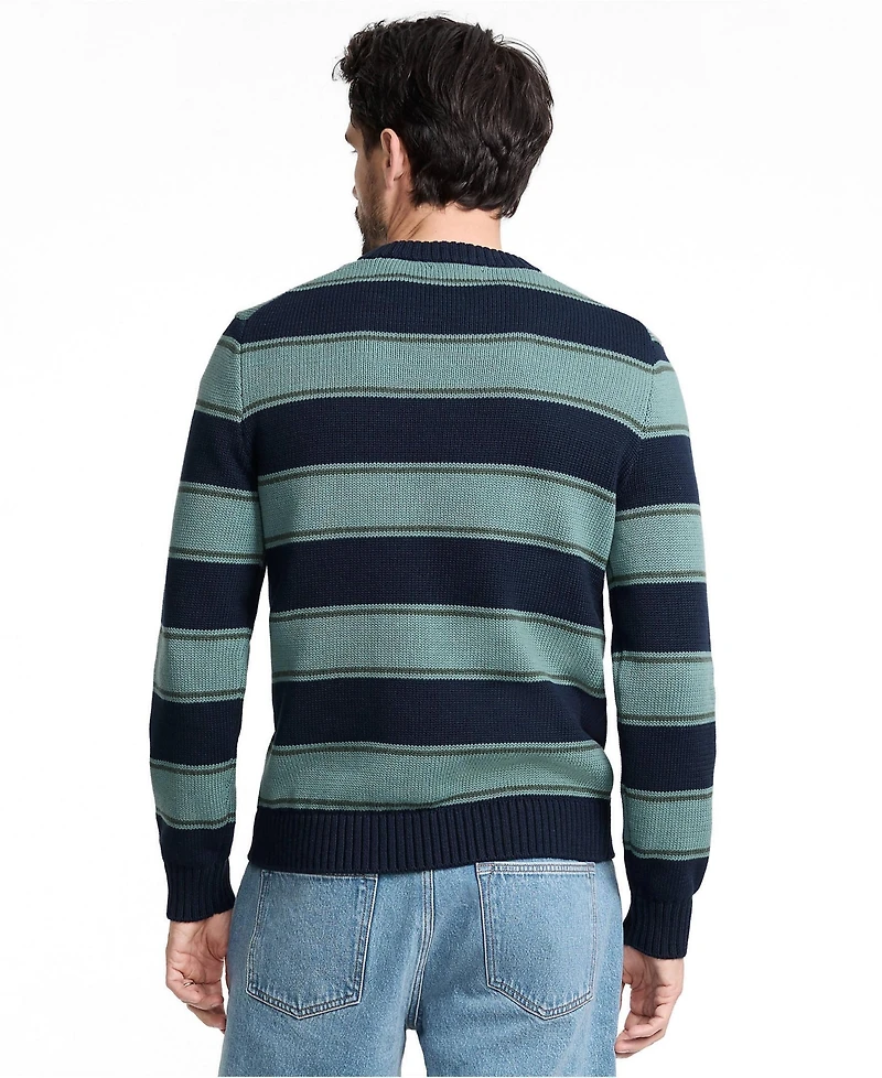 Lands' End Men's Long Sleeve Drifter Stripe Crewneck Sweater