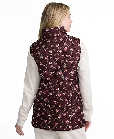 Lands' End Women's Tall Print FeatherFree Quilted Insulated Vest