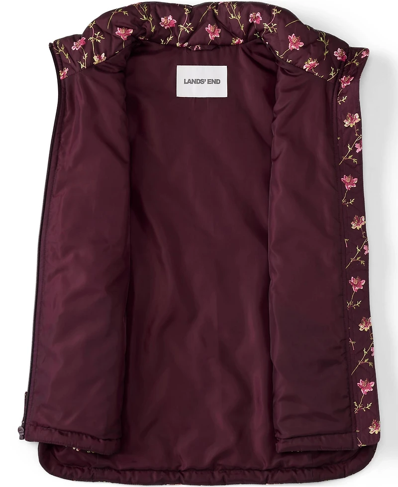 Lands' End Women's Tall Print FeatherFree Quilted Insulated Vest