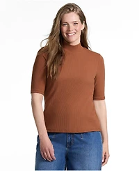 Lands' End Women's Wide Rib Mock Turtleneck