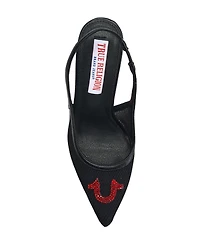True Religion Women's Ella Mesh Horseshoe Logo Heel