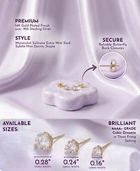 Sterling Silver Cubic Zirconia Solitaire Stud Earrings