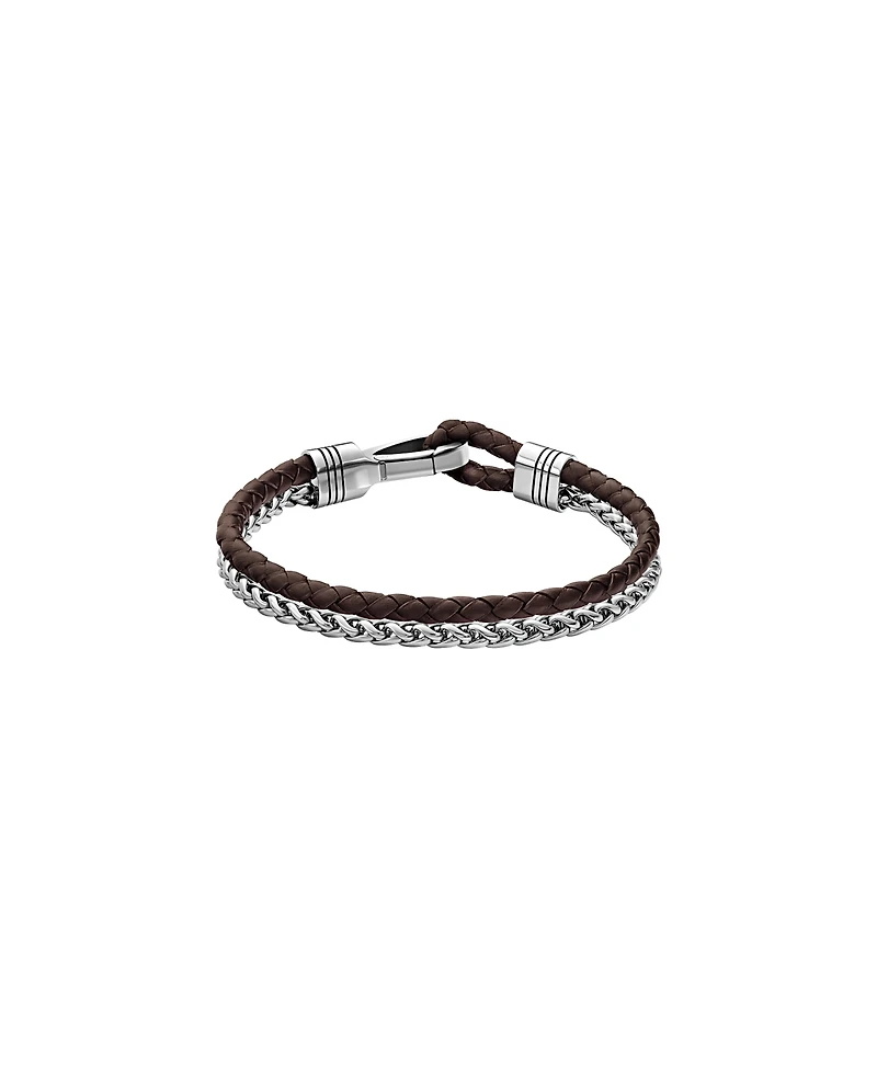 Hugo Boss Men's Jaxon Stainless Steel Brown Leather Bracelet