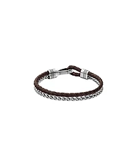Hugo Boss Men's Jaxon Stainless Steel Brown Leather Bracelet