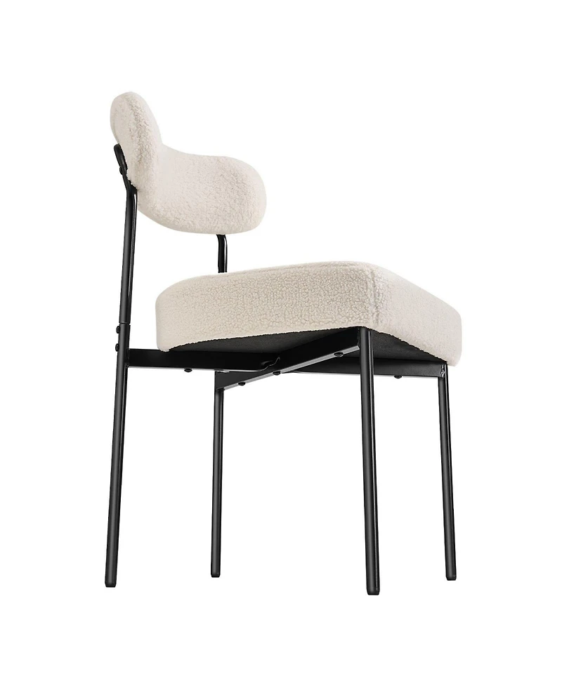 Slickblue Set of 2 Boucle Dining Chairs with Curved Back and Metal Legs