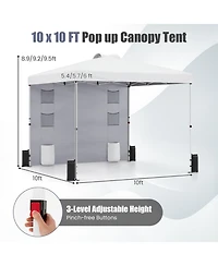 Sugift 10 x 10 Ft Pop Up Canopy Tent with Sidewall 6 Pockets Instant Setup Commercial Gazebo