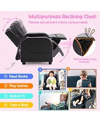 Gouun Kids Recliner Chair with Adjustable Backrest Footrest and Side Pockets