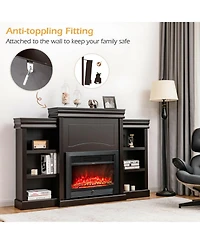 Gouun 70 Inch Fireplace Tv Stand Media Console with Open Bookcase Shelves