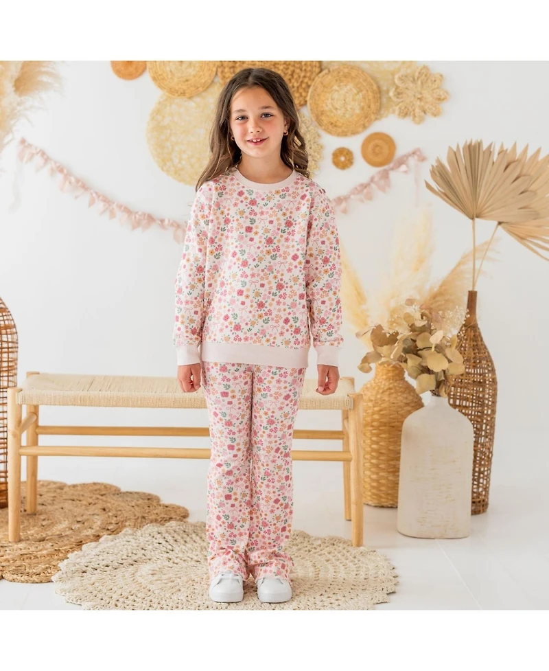 Sweet Wink Big Girls 10 to 12 Berry Floral Flare Legging