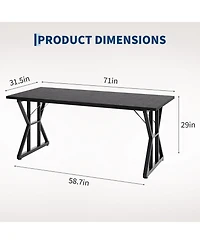 gaomon 71-in Modern Industrial Dining Table for 4-6 People Rectangular Kitchen Table with Waterproof Wood Top and Robust Metal Frame for Home Office