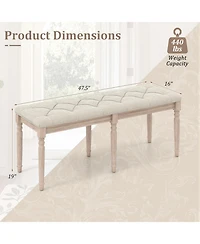 Costway 47.5" End of Bed Bench with Tufted Decoration and Antiqued Legs for Living Room