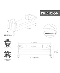 Streamdale Furniture 64.6" Upholstered Chenille Flip-Top Storage Bench with Armrests and Bolsters