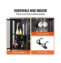 Slickblue 47 Inch Farmhouse Bar Cabinet with Wine Rack and Buffet Storage