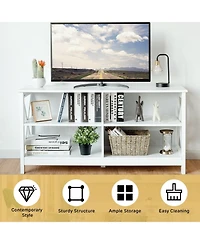 Gouun 47 Inch Tv Stand for 55 Inch Screens 4-Shelf X-Frame with Anti-Tip Strap