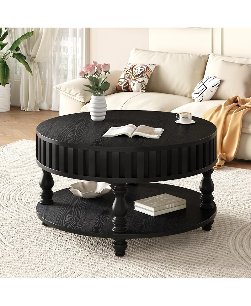 Flynama 31.5" Flip-Top Fluted Coffee Table