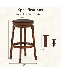 Gouun Set of 2 Swivel Counter Height Bar Stools with Pu Leather Padded Seat