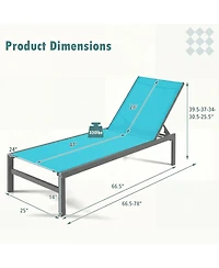 Gouun 6-Position Outdoor Chaise Lounge Chair with Rustproof Aluminium Frame