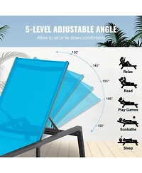 Sugift 2-Piece Aluminum Outdoor Chaise Lounge Chairs with 5-Position Adjustable Folding Recliner