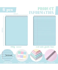 Danrong 6 Pastel Top Bound Spiral Notebooks College Ruled Waterproof Covers Perforated Pages