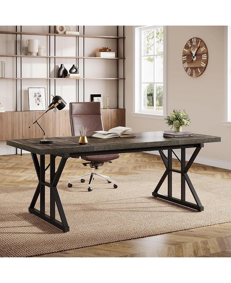 Tribesigns 70.86-Inch Large Executive Desk,Industrial Home Office Computer Desk,Simple Long Writing Study Table Business Furniture