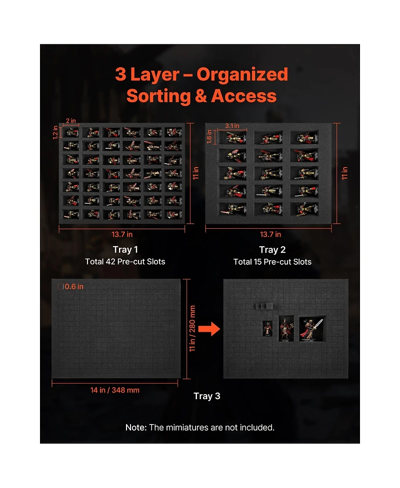 Sugift Miniature Storage Carrying Figure Bag for 1:500-1:750 Scale Models with 3 Foam Layers