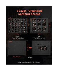 Sugift Miniature Storage Carrying Figure Bag for 1:500-1:750 Scale Models with 3 Foam Layers