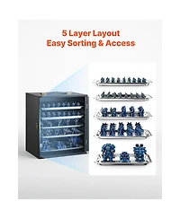 Sugift Wooden Miniatures Storage Case for 1000-1500 Scale Models with 5 Trays and 11 Slots
