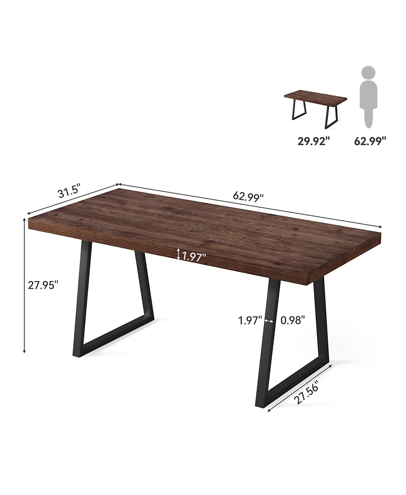 Tribesigns 63" Industrial Executive Desk, Solid Wood, Metal Legs