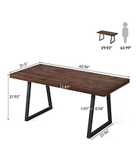Tribesigns 63" Industrial Executive Desk, Solid Wood, Metal Legs