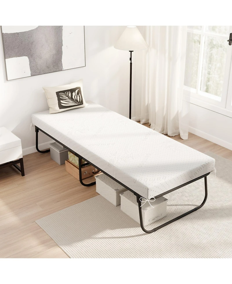 Sugift 75 x 31 Inch Folding Bed with Memory Foam Mattress Cot Size